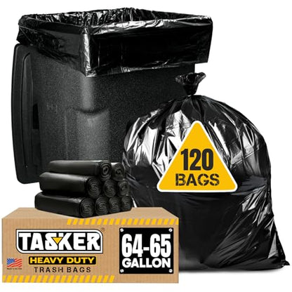 Tasker Huge 120 Bags Bulk - Large Trash Bags, 64 & 65 Gallon - size: 120 Count (Pack of 1)