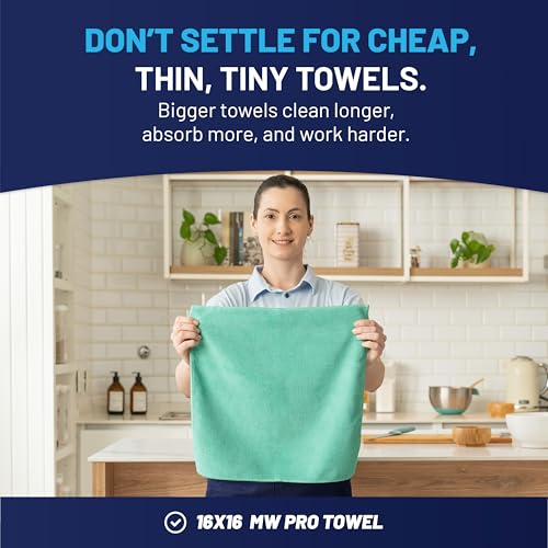 Microfiber Wholesale MW Pro 16x16 Microfiber Wash Cloths - Absorbent Kitchen Dish Rags & Counter Wipes - Heavy Duty Scrubbing Towels for Restaurants & Food Prep (Green, 12-Pack) - color: Green