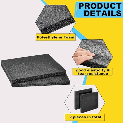 Hoolerry 2 Pcs Polyethylene Foam Block, 12" X 10" X 1.5", Black - size: 12" X 10" X 1.5"