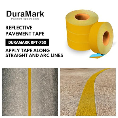 DuraMark RPT-750 Reflective Pavement Marking Tape, Yellow, 2 in x 18 ft - color: Yellow, size: 2 Inch x 18 Ft