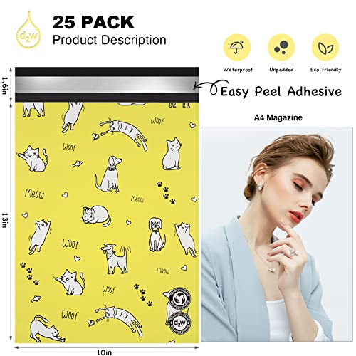 JinRuiKJ 10x13 Boutique Poly Mailers 25 Pack, Yellow Pets Design - color: Naughty Cat-Yellow, size: 10x13'' - 25 Pack