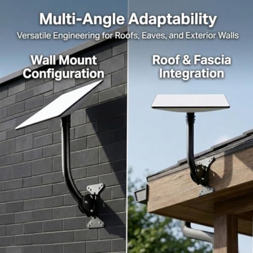 Wall Mount for Starlink Gen 3, Heavy Duty 19 Inch Adjustable Carbon Steel J-Mount with Pivot Base, Weatherproof Roof and Wall Mounting Bracket Compatible with Starlink Standard 4/4X/V3 Dish - size: Standard mount