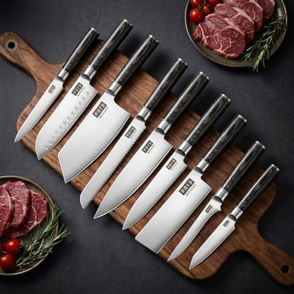 MDHAND Chef Knife Set with Roll Bag, Ultra Sharp Japanese Kitchen Knife Set - size: 10PCS Chef Knife Set