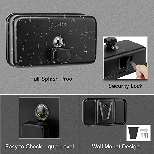 Wall Mounted Commercial Soap Dispenser Bathroom, Horizontal Black - color: Horizontal Black
