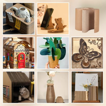 OLYCRAFT Corrugated Cardboard Rolls 8x197 Inch Singleface Corrugated Paper Roll Shipping Protection Roll Large Corrugateds Wrap Paper Sheet Packaging Wrap Cardboard for Moving Protecting Fragile Items - size: 8x197 Inch