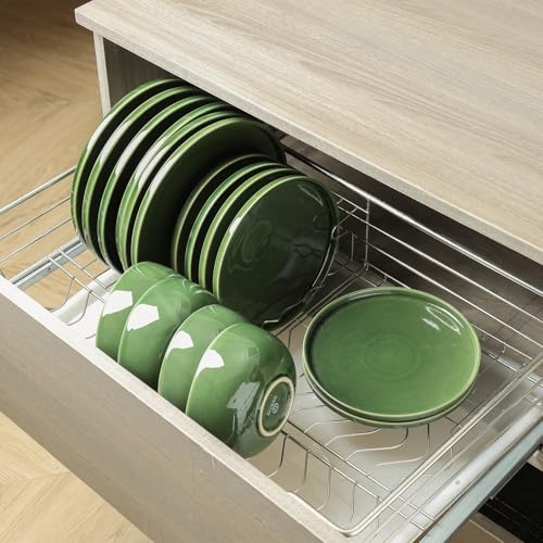 Vicrays Ceramic 12 Pieces Dinnerware Set - Dinner Plates Salad Plates Cereal Bowls Set Service for 4 - Scratch Resistant Microwave Oven Dishwasher Safe - Green - color: Green