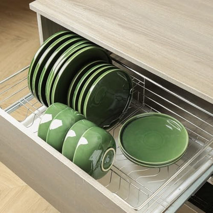 Vicrays Ceramic 12 Pieces Dinnerware Set - Dinner Plates Salad Plates Cereal Bowls Set Service for 4 - Scratch Resistant Microwave Oven Dishwasher Safe - Green - color: Green