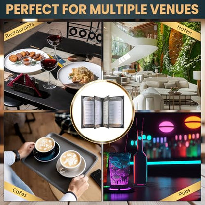 PU Leather Restaurant Menu Book 8.5 x 11, 6-Pack, 6-View Covers - size: 6 View
