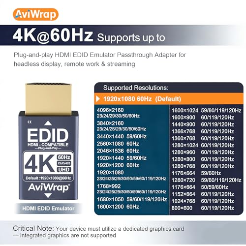 HDMI Passthrough EDID Emulator,4K@60Hz Adapter - color: 4K/60Hz, size: 1pack