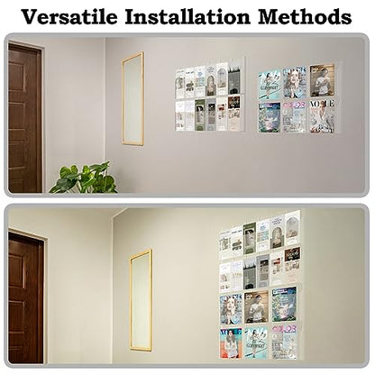 Acrylic Brochure Pamphlet Holder, 6 Magazine Holders and 12 Pamphlet Holders, Clear Brochure Display Holder Wall Mount, Trifold Flyer Rack, Literature Storage Rack for Home, Offices, Waiting Room