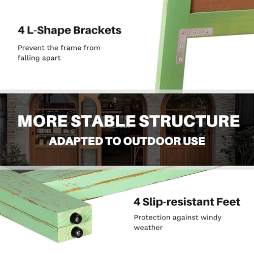 4 THOUGHT A-Frame Double-Sided Magnetic Chalkboard 40"x20", Green - color: Green