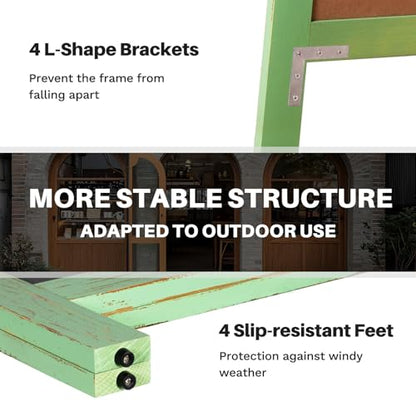 4 THOUGHT A-Frame Double-Sided Magnetic Chalkboard 40"x20", Green - color: Green