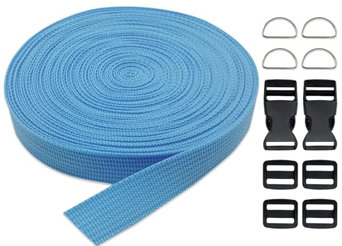3/4 Inch Lt Blue Polypropylene Webbing Straps 15Yds for Sewing - color: Blue Light, size: 15