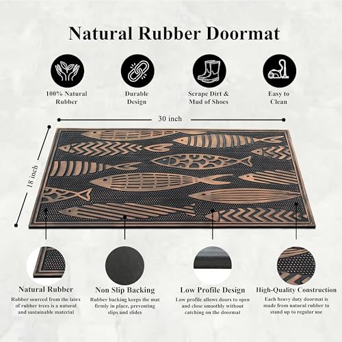 A1HC Rubber Welcome Doormat Non-Slip Front Door Mat 18"x30", Nautical Fish - color: Nautical Fish