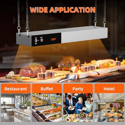 Food Heat Lamp, 24 Inch Commercial Food Heat Lamp Strip Heater, Stainless Steel Heat Lamp for Food, 750W Infrared Food Warmer for Buffet, Cafeteria, Restaurant, Kitchen - size: 24 Inch