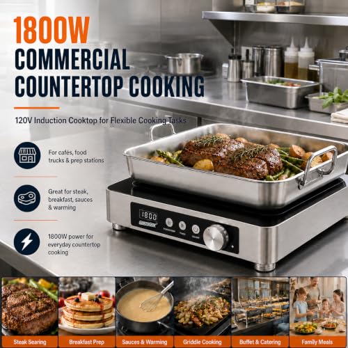 Commercial Induction Cooktop, 1800W 120V Countertop Burner - size: 1800W/120 V induction cooktop