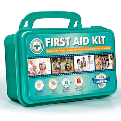General Medi 150 Pieces Hardcase First Aid Kit - First Aid Box Contains Premium Medical Supplies for Travel, Home, Office, Vehicle, Camping, Workplace & Outdoor - size: 150 Pieces