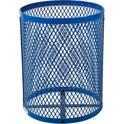 Global Industrial Outdoor Diamond Steel Trash Can with Rain Bonnet Lid and Plastic Liner, 36 Gallon Capacity, Blue, Commercial Trash Can, 23-1/2" Diameter, 40-1/2"H - color: Blue