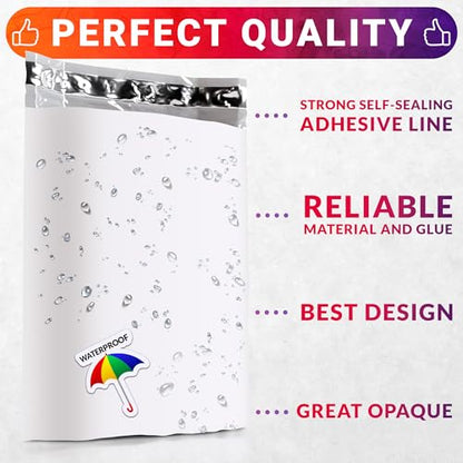 ABC PACK & SUPPLY Gusseted Poly Mailers, 13 x 16 x 4 Inch, 2.5 Mil White Shipping Bags for Clothing, Self Seal Plastic Mailing Envelopes, Pack of 100 - size: 13" x 16" x 4" / 100 Pack