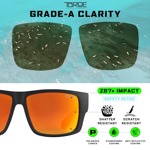 TOROE VALLEY Polarized z87+ Men Sunglasses - color: Matte Black | Black Emblem | Fire Red