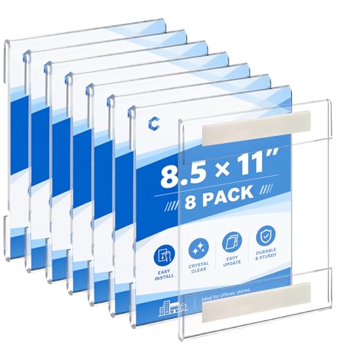 8 Pcs Acrylic Sign Holder 8.5 x 11 Wall Mount with Tape Adhesive - style: 8 Pcs-8.5×11 Inch-Vertical