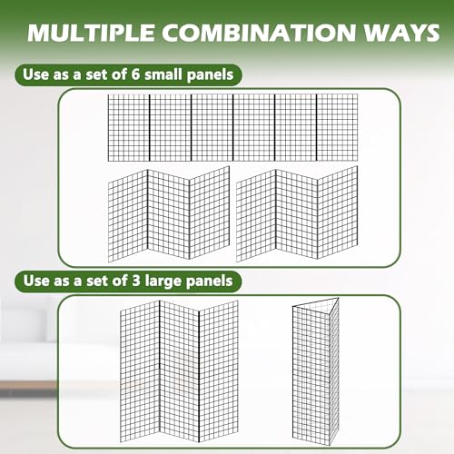 Grid Wall Panels 3 Pcs, Commercial Grade Gridwall Panels, Metal Grid Wall Panel Display Stand, You Can DIY 6 Pack 2'x3' or 3 Pack 2'x6' (Black) - color: Black