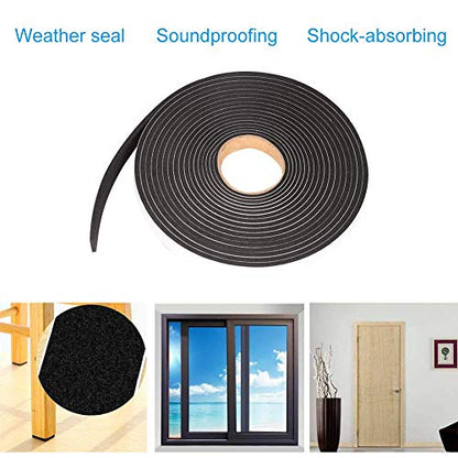 Seal Foam Tape,1/2 Inch W x 1/8 Inch T Weather Stripping for Door and Window,High Density Single Sided Closed Cell Door Insulation Weather Strip, 3 Rolls Total 50FT Black - size: 1/2"W x 1/8"T x 50FT