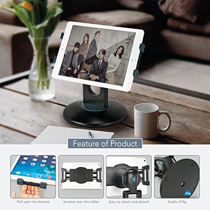EHO iPad Stand, 360° Rotating Commercial Tablet Stand, Retail Kiosk, 6"-13"(Screen) Adapter Universal Tablet Clamp Holder for iPad, iPadAir, iPadMini, Microsoft Surface, Most Tablets - White - color: White