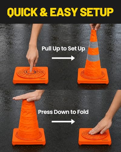 E-riding 18 Inch 2 Pack Collapsible Traffic Cones - size: 18 Inch