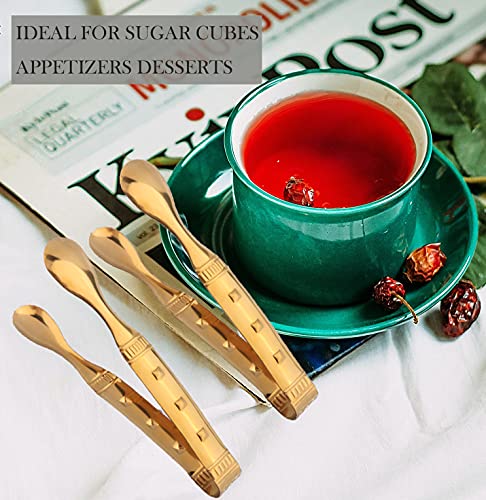 6-Pieces 6 Inch Gold Mini Tongs for Appetizers, Gold Serving Utensils for Serving Appetizers, Ice, Sugar - color: Gold