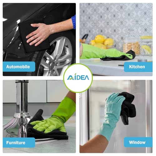 AIDEA Microfiber Cleaning Cloth Black 50PK, Microfiber Towels 11.5×11.5" - color: Black