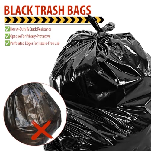 42 Gallon Large Black Trash Bags 33x48in (10 Count) - size: 10 Count (Pack of 1)