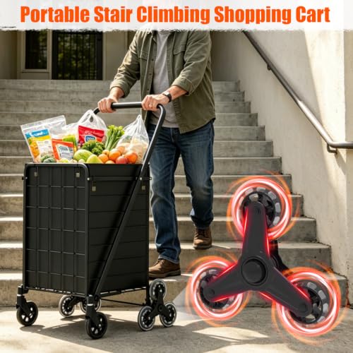 JIALIJIU Jumbo Stairs Climbing Shopping Cart with Waterproof Bag
