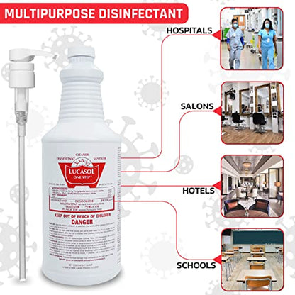 Lucasol One Step Sanitizer Hospital Grade Disinfectant Attachable Pump - style: 1 Quart+Pump