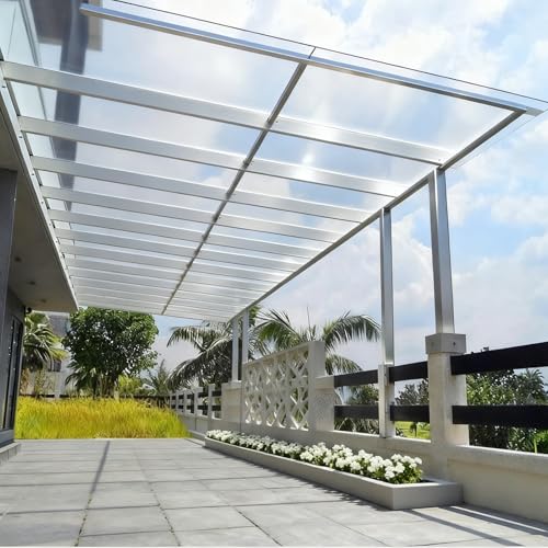 Clear Polycarbonate Roofing Sheet, Acrylic Plastic Sheet Pergola Roofing Canopy Cover Outdoor Awning Shelter for Greenhouse Shed Carport (2x16.4ft(0.6x5m)) - size: 2x16.4ft(0.6x5m)