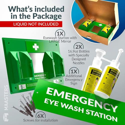 MAASTERS BPA Free Wall-Mounted Eye Wash Station with Sign - Set of 1 - size: Set of 1