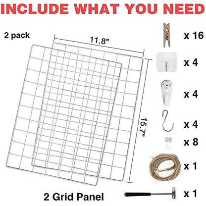 C&AHOME Photo Wall Display Set of 2, Wall Grid Panel, 15.7" x 11.8", White - color: White, size: 15.7 x 11.8 (40x30cm)