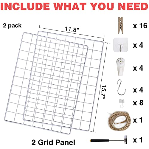 C&AHOME Photo Wall Display Set of 2, Wall Grid Panel, 15.7" x 11.8", White - color: White, size: 15.7 x 11.8 (40x30cm)