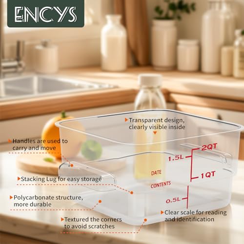 2 Quart Set of 4 Food Storage Containers,Food Containers with Lids and Handles,Square Commercial Food Containers for Kitchen, Restaurant，Refrigeration etc - color: Red-4Pack-2qt