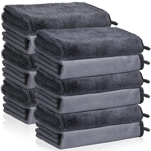 12 Pack Microfiber Car Towels, 24" x 16" Microfiber Cleaning Cloths 600 GSM - color: Gray, size: 24x16in- 12 Pack