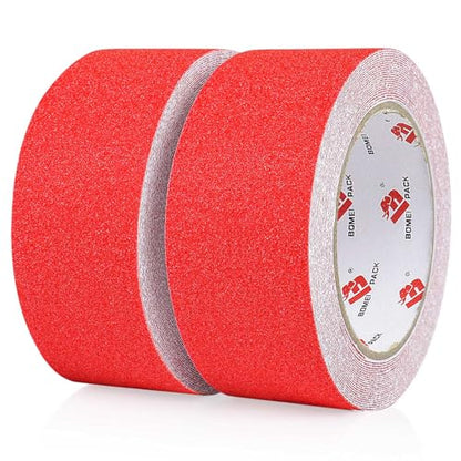 BOMEI PACK Anti Slip Traction Tape,2 Inch x 16.5 Ft,Heavy Duty Non Slip Tape,Grip Tape for Stairs, Tread Step, Indoor & Outdoor Use,Waterproof Stairs Non Skid Treads (Red) - color: Red