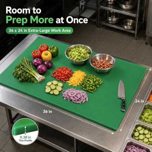 Commercial Cutting Board, 36 x 24 x 0.38 Inches, Green - color: Green, size: 36"L x 24"W