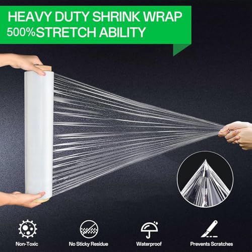 18in Stretch Wrap Roll, Heavy Duty 3000ft Shrink Wrap, Pallet Wrap 4 Pack - size: 18in-Clear-4Pack-3000ft