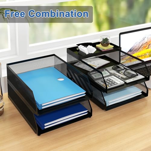Natwind 4-Tier Stackable Metal Mesh Desk Paper Tray Organizer,Black - color: Black, size: 4 tier