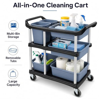 3 Tier Utility Cart Heavy Duty 330lbs Capacity Rolling Service Cart Utility Carts with Wheels Storage Cart Restaurant Supplies Great for Hotel,Kitchen,Laundry Room,Siz:41x18.3x37 - size: 41X18.1X37IN