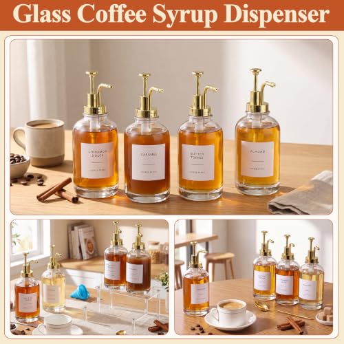 Silifine 11 Pcs 16.9 oz Coffee Syrup Dispenser Set, Round - style: Round