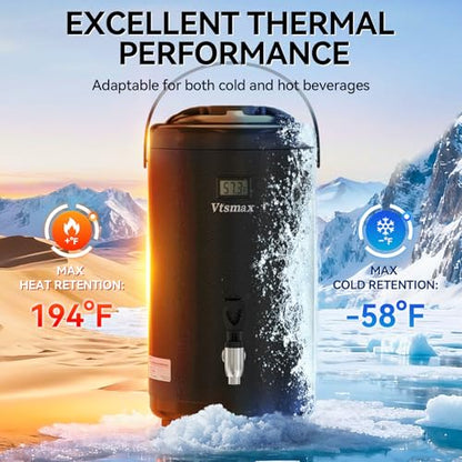 Commercial 2-Gallon Beverage Dispenser with Temperature Display, Black - color: Black, size: Standard Model