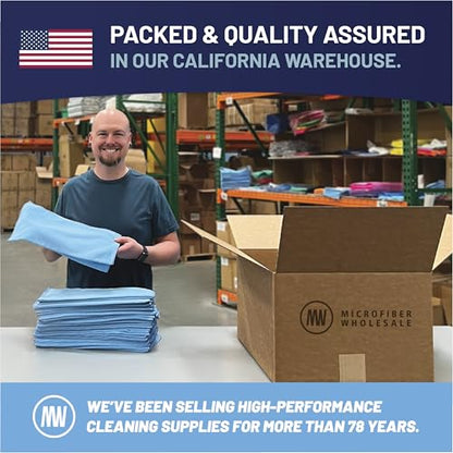MW Pro Microfiber Cleaning Cloth |Pink, Purple, Blue (12 Pack) | Size 16" x 16" Multi Surface Microfiber Towels - color: Pink, Purple, Blue