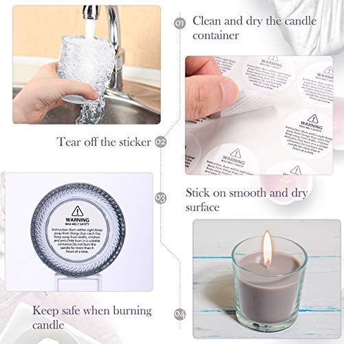 Willbond 200 Pcs Candle Warning Labels Candle Warning Stickers 1.2 Inch