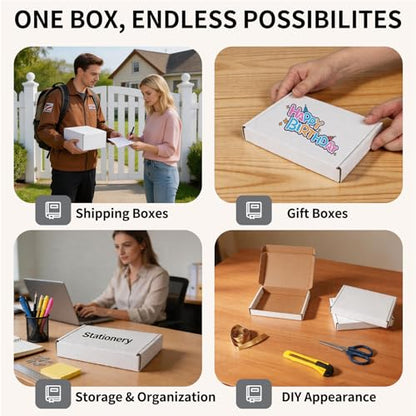 Fishat 7" x 5" x 1" White Corrugated Cardboard Shipping Boxes Set of 25 - size: 7" x 5" x 1"